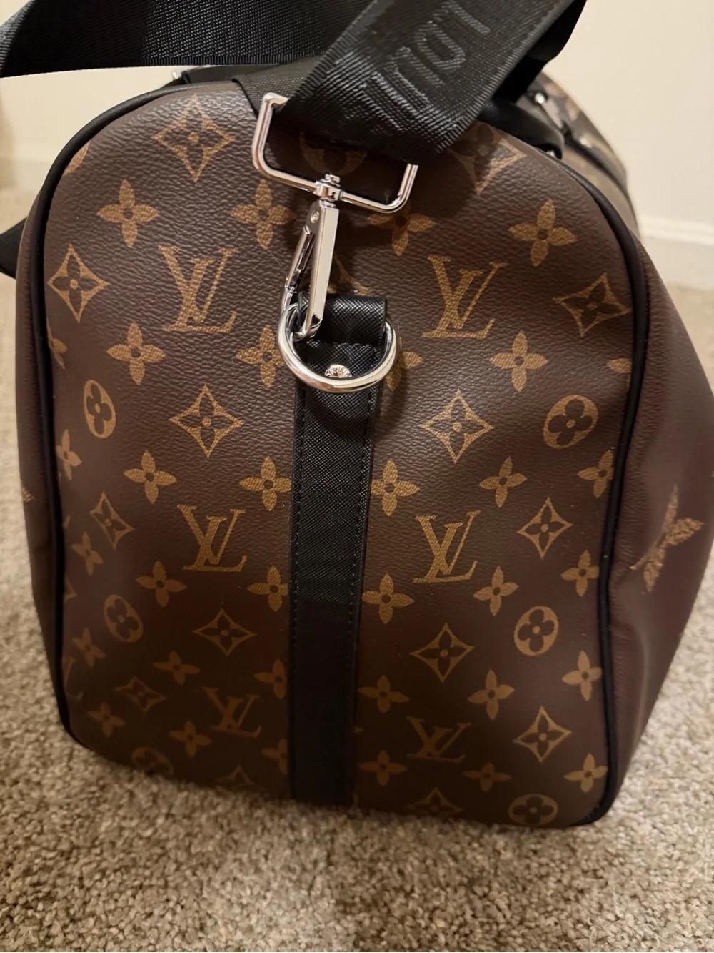 COPY - Louis Vuitton Brown Monogram Canvas & Black Trim Duffel